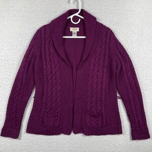 Talbots Sweater Womens Medium Purple Cable Knit Shawl Collar‎ Cardigan Vintage